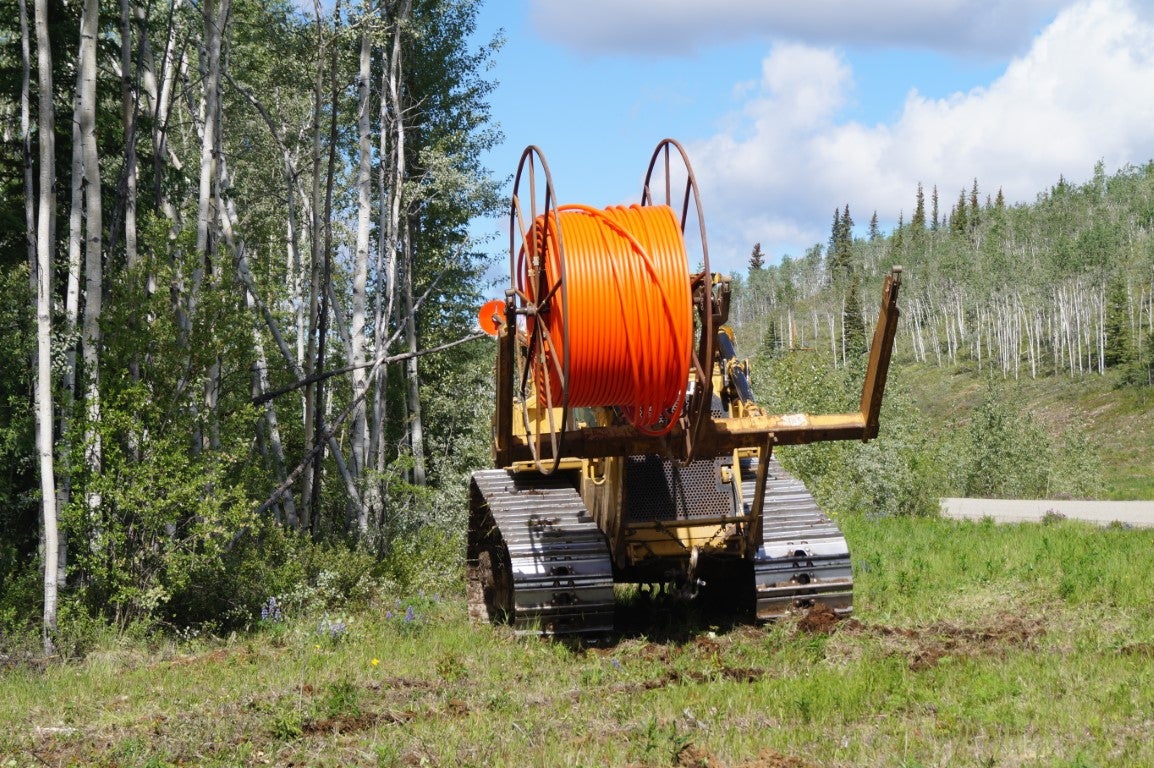 Fibre being rolled out between Stewart Crossing and Dawson City