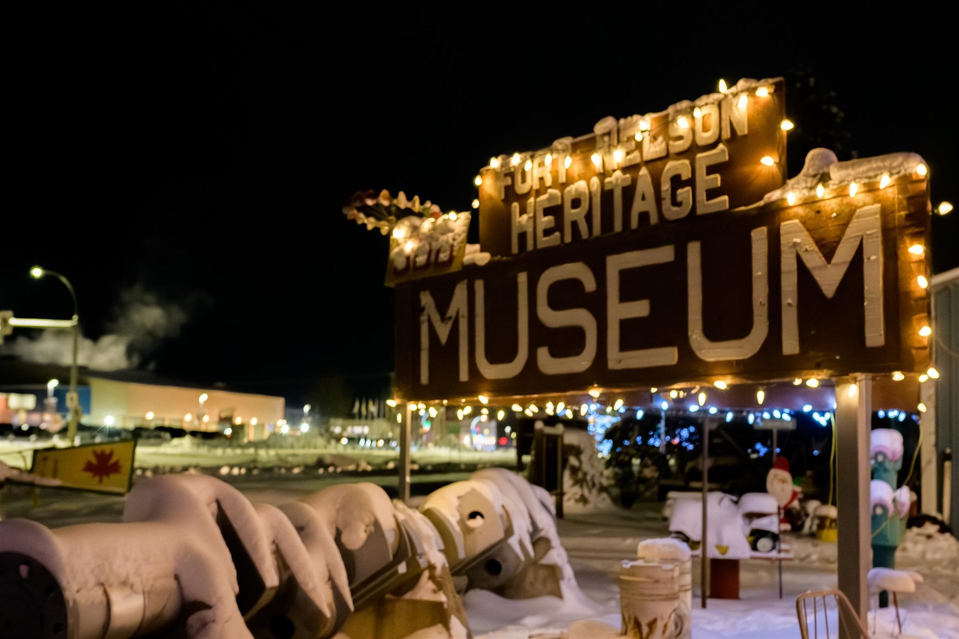 Fort Nelson Heritage Museum at night