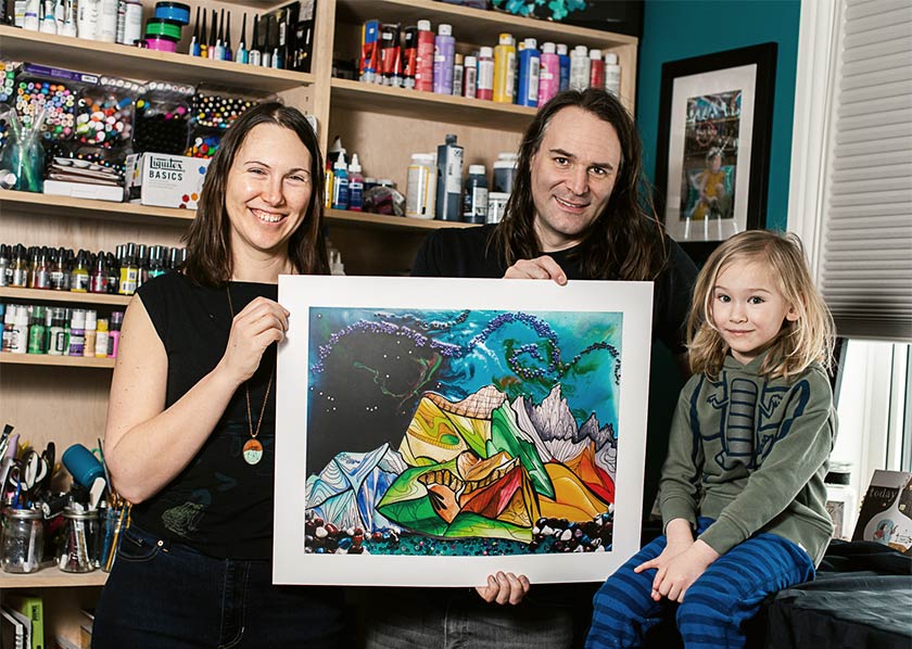 Artist with family