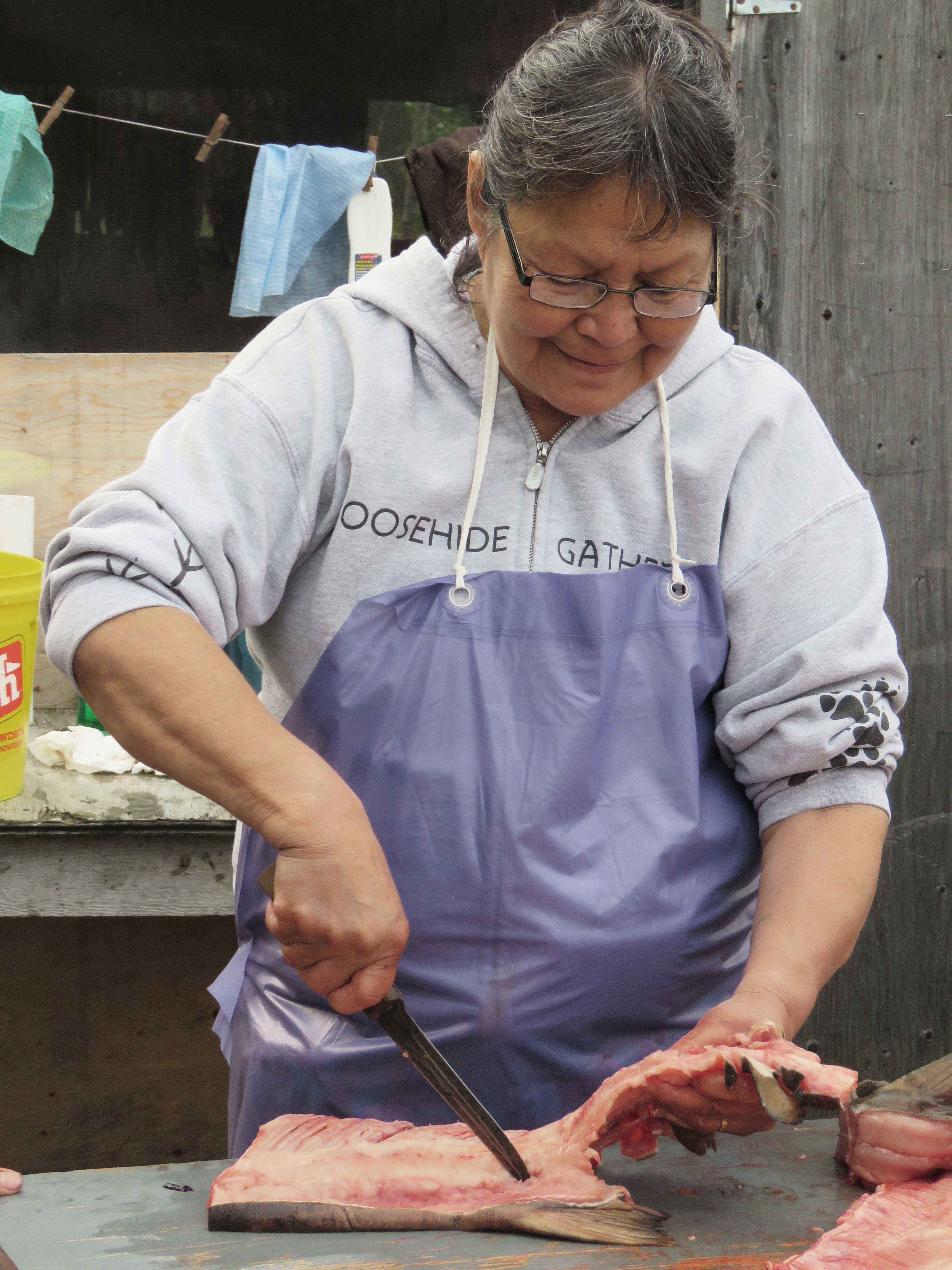 Elder Angie Joseph- Rear processing Chum Salmon 