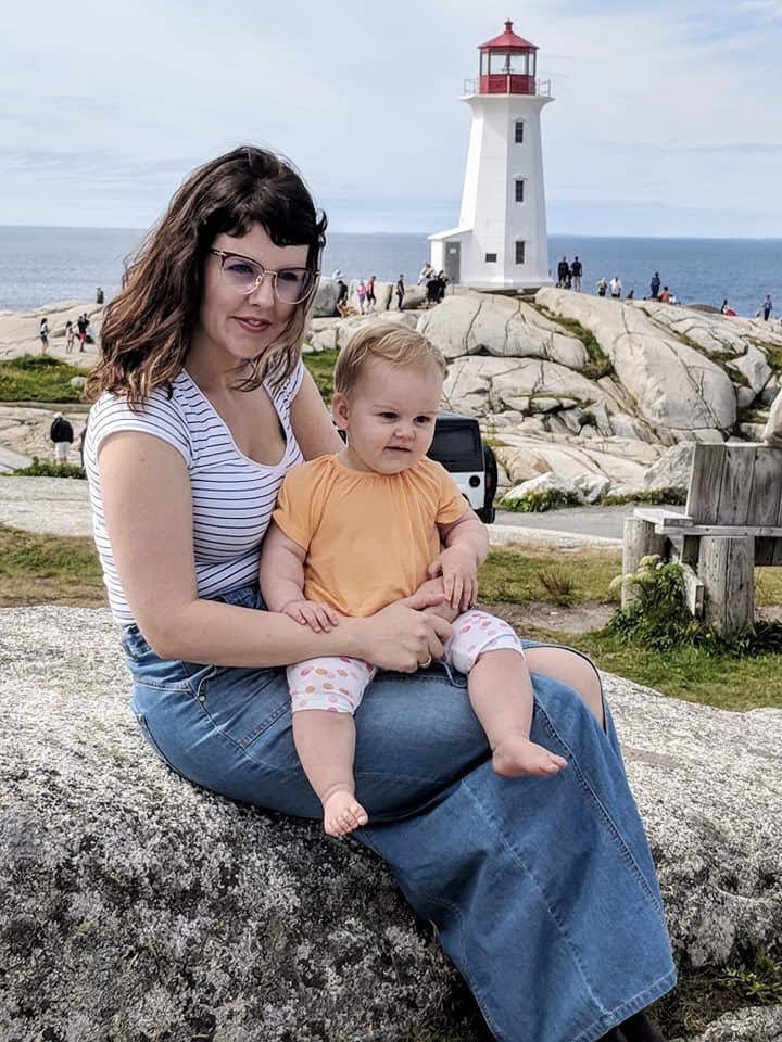 Catherine with her daughter pictured at Peggy's Cove