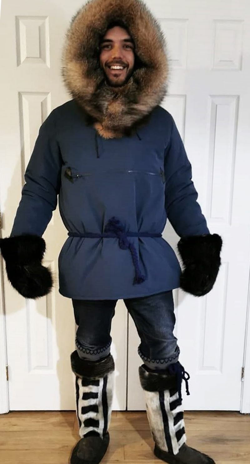 Man in Hunting Parka, kamik and mittens