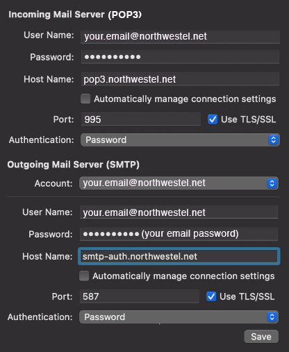 Mac Mail Email Settings