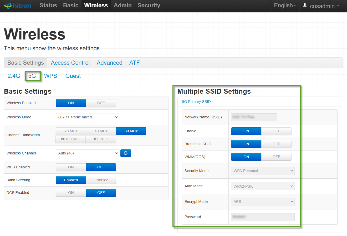 Wifi Basic Settings 5G