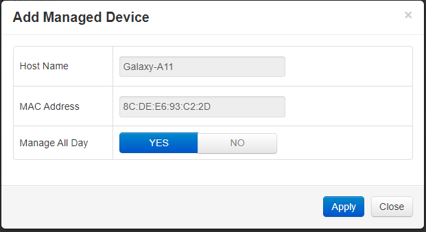 Wifi Managed Device Settings