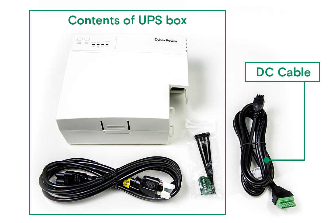 contents of UPS box and DC cable