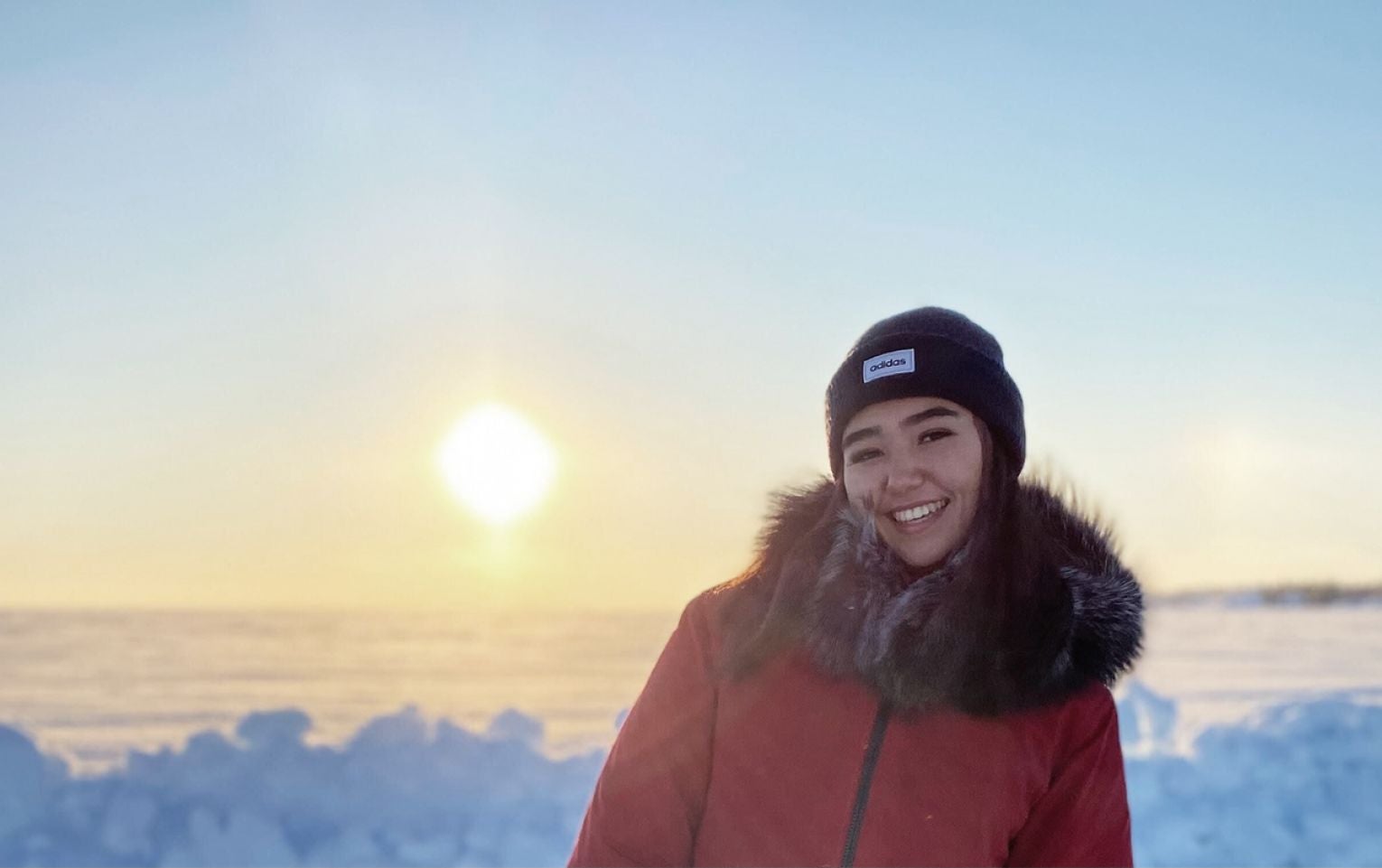 Allana, Northern Futures Scholarship winner outside in Nunavut 