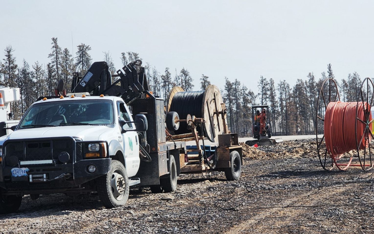 truck on telecommunication worksite in the NWT