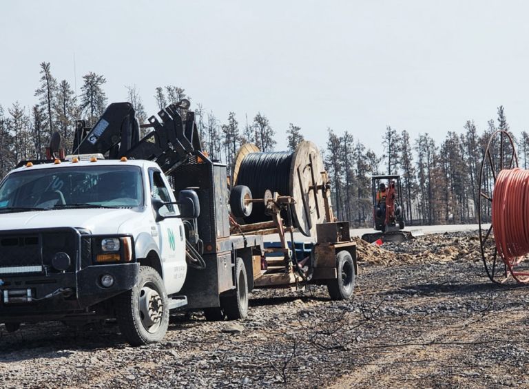 truck on telecommunication worksite in the NWT